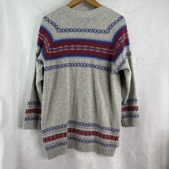 Lane Bryant Women’s Plus Sz 18/20 Gray Open Front Fair Isle Cardigan Sweater NWT - Picture 2 of 5